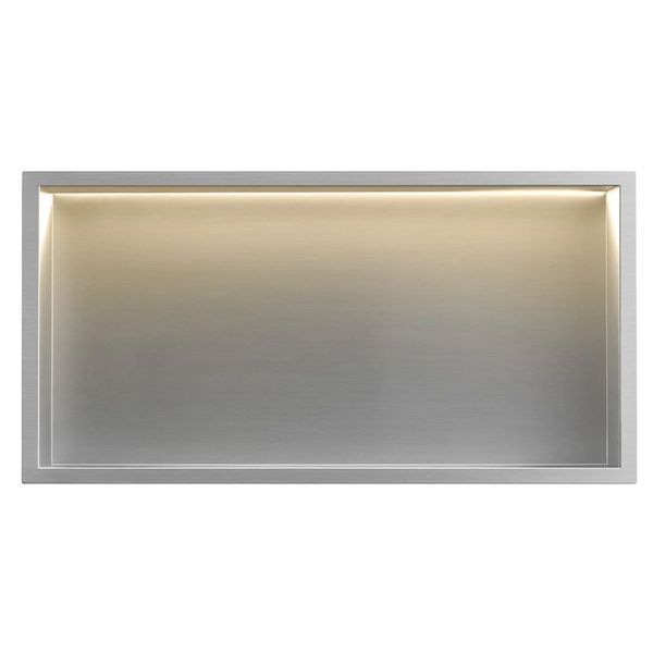 полиця для ванної кімнати Rea 30x60x10, що вбудовується в стіну з LED підсвічуванням steel brush (REA-08544) REA-08544 фото