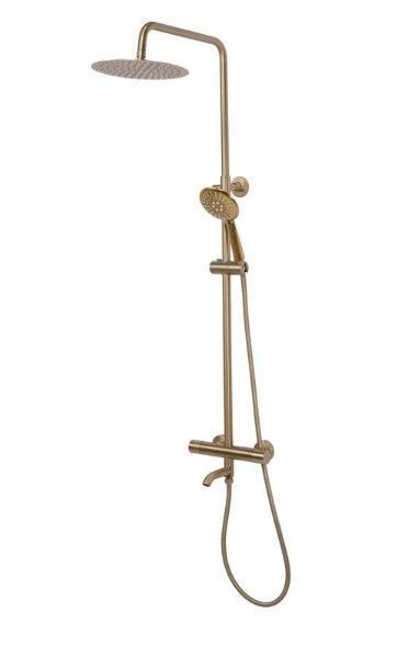 Душовий гарнітур REA LUNGO BRUSHED GOLD матове золото з термостатом та виливом REA-P6604 фото