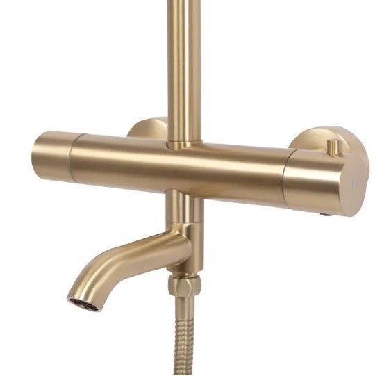 Душовий гарнітур REA LUNGO BRUSHED GOLD матове золото з термостатом та виливом REA-P6604 фото