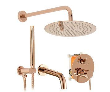Душова система REA LUNGO ROSE GOLD з виливом + BOX прихованого монтажу REA-P6610 фото