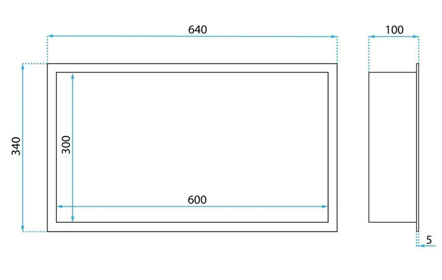 полиця для ванної кімнати Rea 30x60x10, що вбудовується в стіну з LED підсвічуванням black (REA-08541) REA-08541 фото