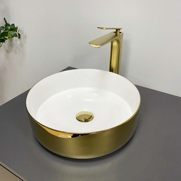 Умивальник (раковина) VBI PRATO GOLD WHITE накладний VBI-011415 фото