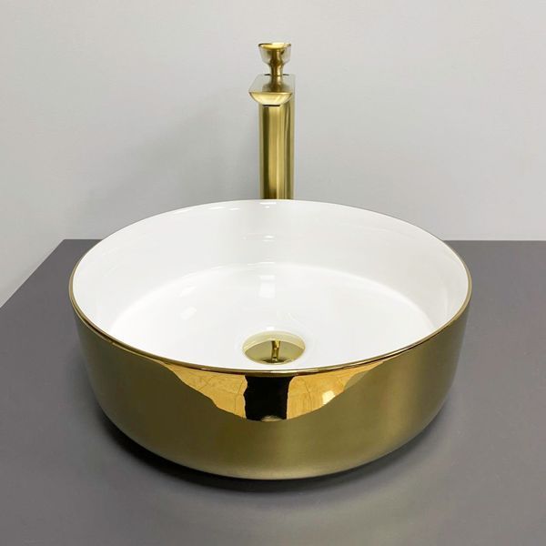 Умивальник (раковина) VBI PRATO GOLD WHITE накладний VBI-011415 фото