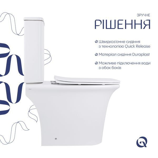 Унітаз-компакт Qtap Kalao безобідковий з сідінням Soft-close QT08221213AW TAUCRM201112C6 фото