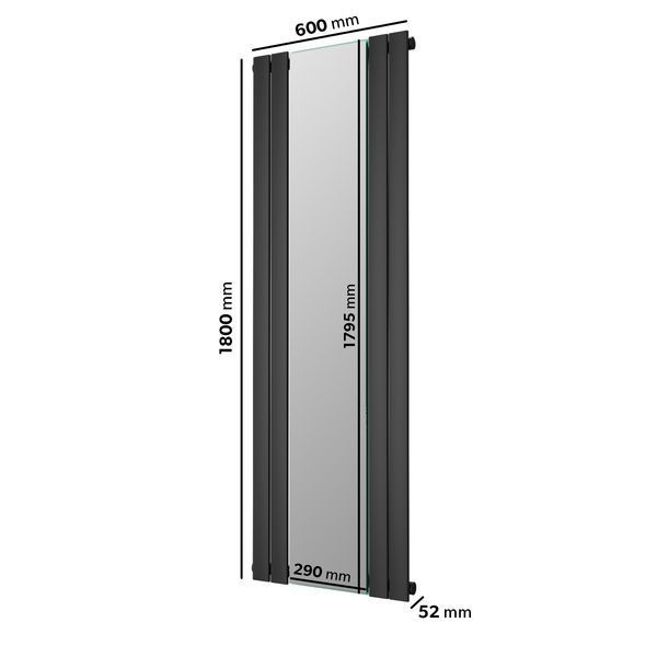Mira 1 Antracyte 1800/600 мм 600 Вт вертикальний радіатор з дзеркалом RR-MR1800600SA RR-MR1800600SA фото