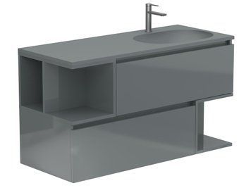 Тумба підвісна URBAN Сіра глянцева з умивальником NEW YORK 1200 R Miraggio 8815633 фото