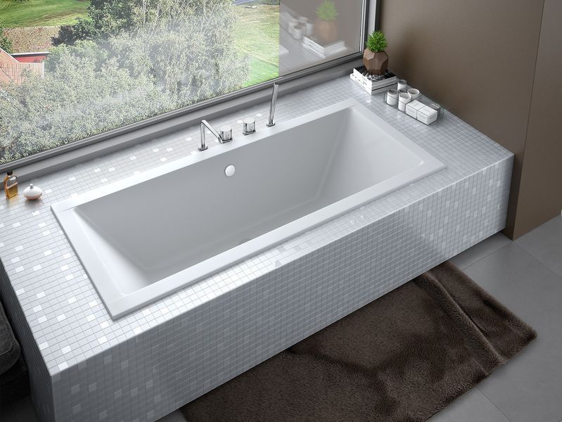 Ванна акрилова QUADRO SLIM 155х70 без ніг, БЕЗ отворів під ручки, без ручок NAVARA49450 фото