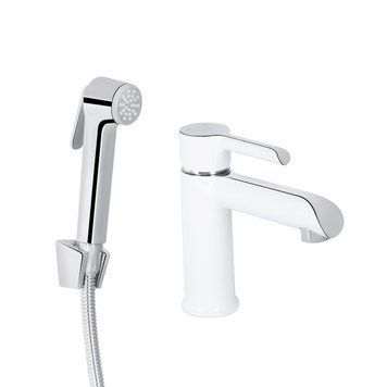 Змішувач для раковини Qtap Grand (з гігієнічним душем) QTGRA272CRW45671 Chrome/White QTGRA272CRW45671 фото