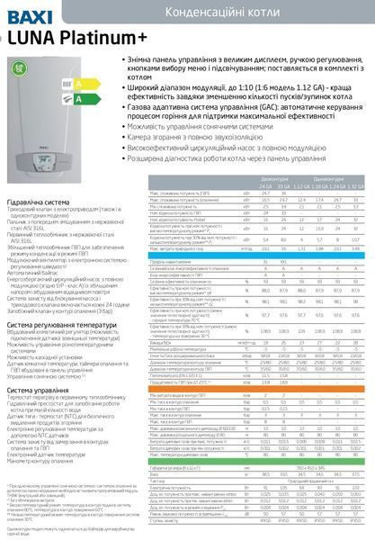 Газовий котел BAXI LUNA PLATINUM+ 24 GA 24кВт, 2-оконтурний, конденсаційний 49781 фото