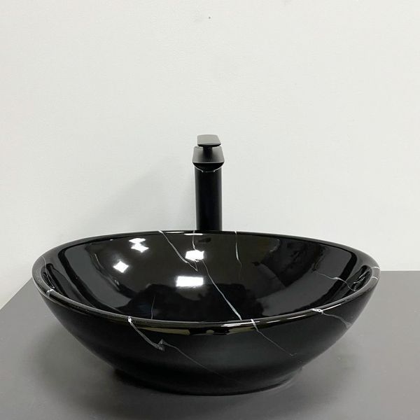 Умивальник (раковина) VBI PARMA BLACK MARMO GLOSSY накладний VBI-011023 фото
