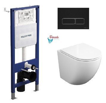 Інсталяція KollerPool AQUA LINE + EDGE Black панель змиву + підвісний унітаз ROUND з сидінням Soft-close ( змив Tornado 3,0 ) 817dc9f4-2eda-11ef-bb6b-a0423f42a789 фото