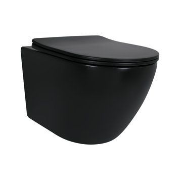 Унітаз підвісний Qtap Robin New Ultra Quiet безобідковий з сидінням Soft-close MATT BLACK QT13332381АSMB QT13332381АSMB фото