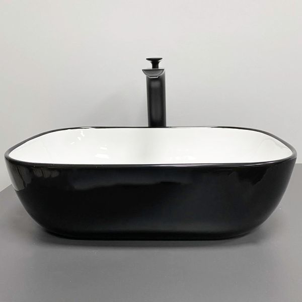 Умивальник (раковина) VBI RAVENNA BLACK WHITE GLOSSY накладний VBI-011226 фото