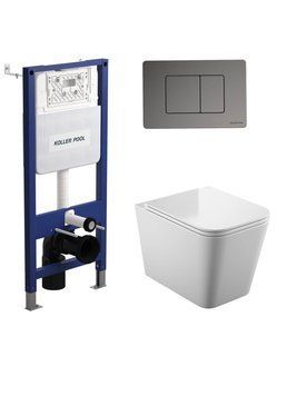 Інсталяція Koller Pool AQUA LINE +CUBE M панель змиву збройна сталь + унітаз підвісний Trend з сидінням Soft-close (змив Тоrnado 3) trc68c173-2114-11f0-bb6f-a0423f42a789сс фото