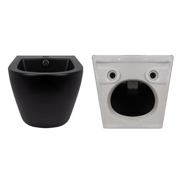 Комплект Qtap Robin Matt Black 2 в 1: унітаз підвісний Ultra Quiet QT13332381АSMB + біде підвісне QT1355046FMB QT13332381АSMB47628 фото