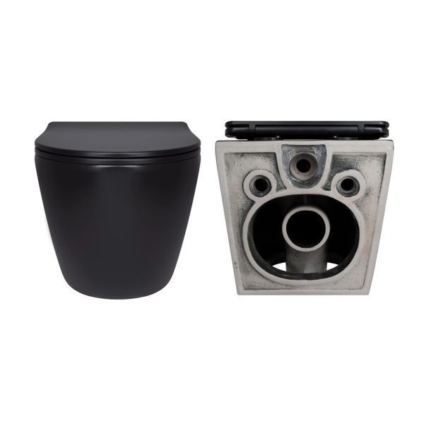 Комплект Qtap Robin Matt Black 2 в 1: унітаз підвісний Ultra Quiet QT13332381АSMB + біде підвісне QT1355046FMB QT13332381АSMB47628 фото