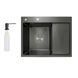 Мийка для кухні інтегрована Lidz Handmade H6350BR крило праворуч (LDH6350BRPVD45590) Brushed Black PVD 3,0/1,0 мм LDH6350BRPVD45590 фото 1
