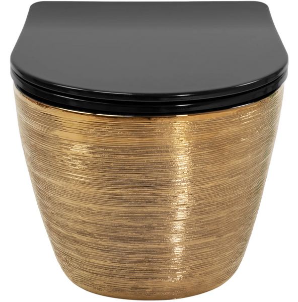 Підвісний унітаз REA CARLO FLAT BRUSHED GOLD BLACK золотий REA-C3300 фото
