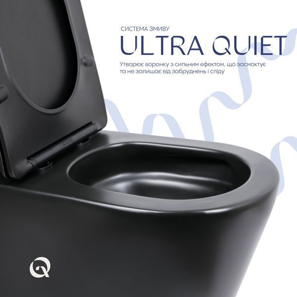 Унітаз підлоговий Qtap Scorpio Ultra Quiet безобідковий з сидінням Soft-close MATT BLACK QT14226088AMB QT14226088AMB фото