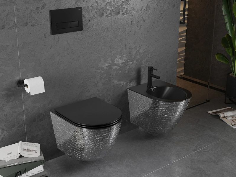 Підвісний унітаз MEXEN LENA SILVER BLACK MATT з візерунком MEX-30224072 фото