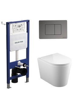 Інсталяція Koller Pool AQUA LINE +CUBE M панель змиву polished aluminum + унітаз підвісний GRACE з сидінням Soft-close (змив Тоrnado 3) ec68c173-2114-11f0-bb6f-a0423f42a789сс фото