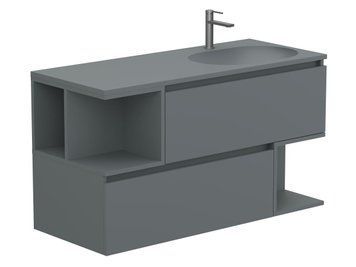 Тумба підвісна URBAN Сіра матова з умивальником NEW YORK 1200 R Miraggio 8815637 фото