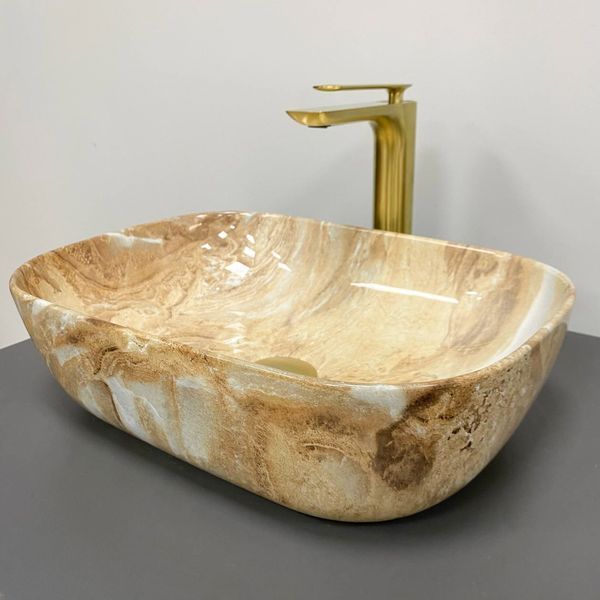 Умивальник (раковина) VBI RAVENNA BROWN ONYX GLOSSY накладний VBI-011223 фото