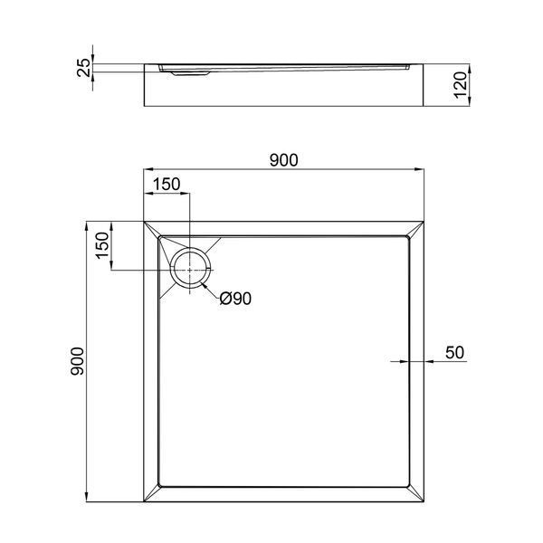 Душовий піддон Qtap Tern 309912C 90x90x12 см + сифон (TERN309912C) 00-00046988 фото