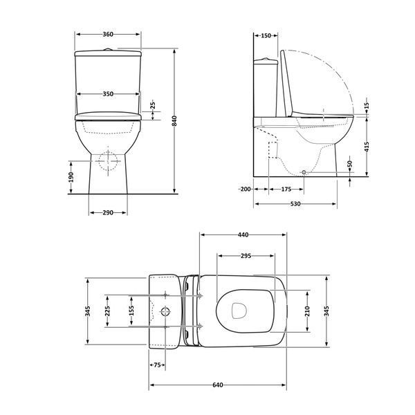 Унітаз підлоговий Qtap Stenava Rimless безобідковий з сидінням Soft-close WHITE QT27228303W QT27228303W фото
