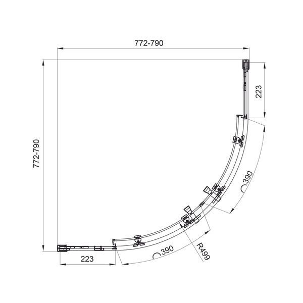 Душова кабіна розсувна, напівкругла Line ARC 800*800мм, хром, cкло 6мм прозоре 7eab3210-5ec2-11ef-bb6b-a0423f42a789 фото