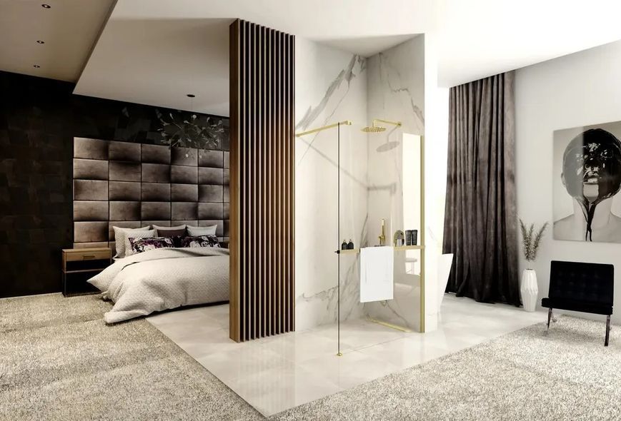 Полиця REA EVO BRUSHED GOLD на душову стінку REA-46000 фото