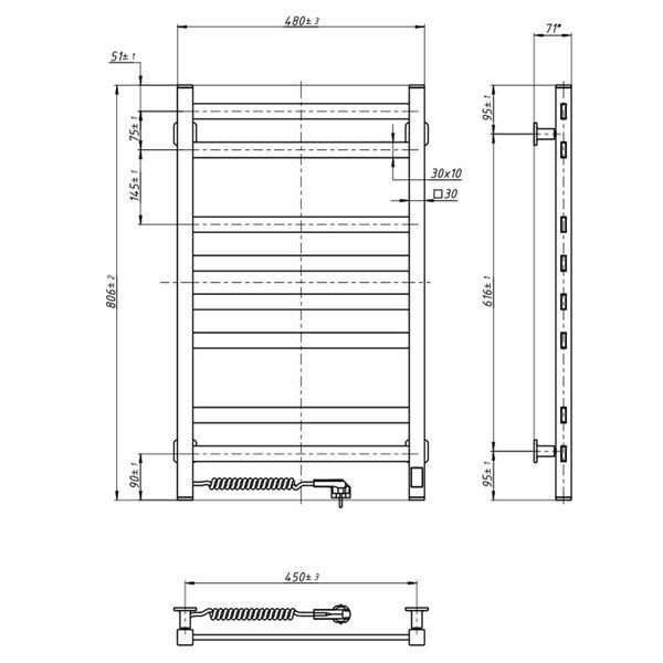 copy_Рушникосушка Авангард 480х800 Sensor лівобічна з таймером, біла copy_12-028153-4880 фото
